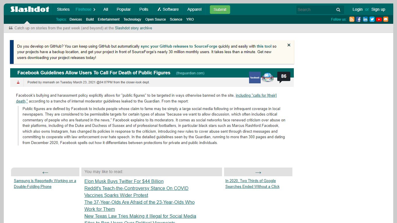 Facebook Guidelines Allow Users To Call For Death of Public ... - Slashdot