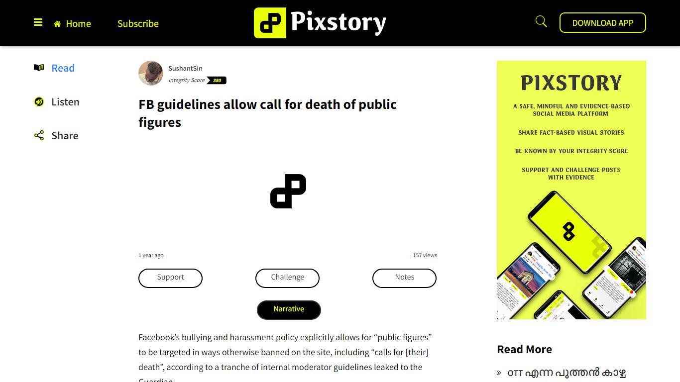 FB guidelines allow call for death of public figures | Pixstory